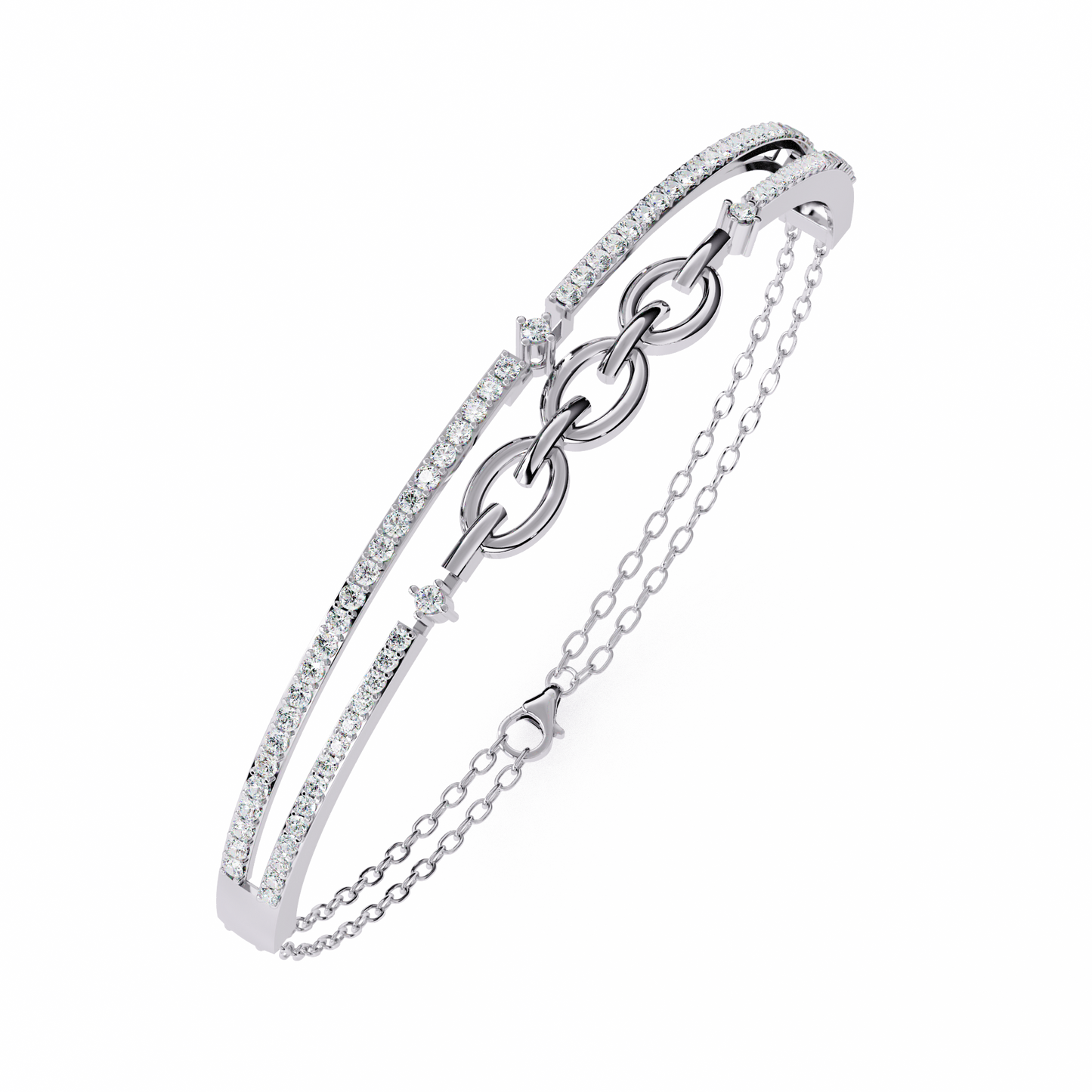 Round Cut Top Grade Lab Grown Diamond Unique Vintage Miniamlsit Dainty Perfect Party Wear Cuff Bracelet