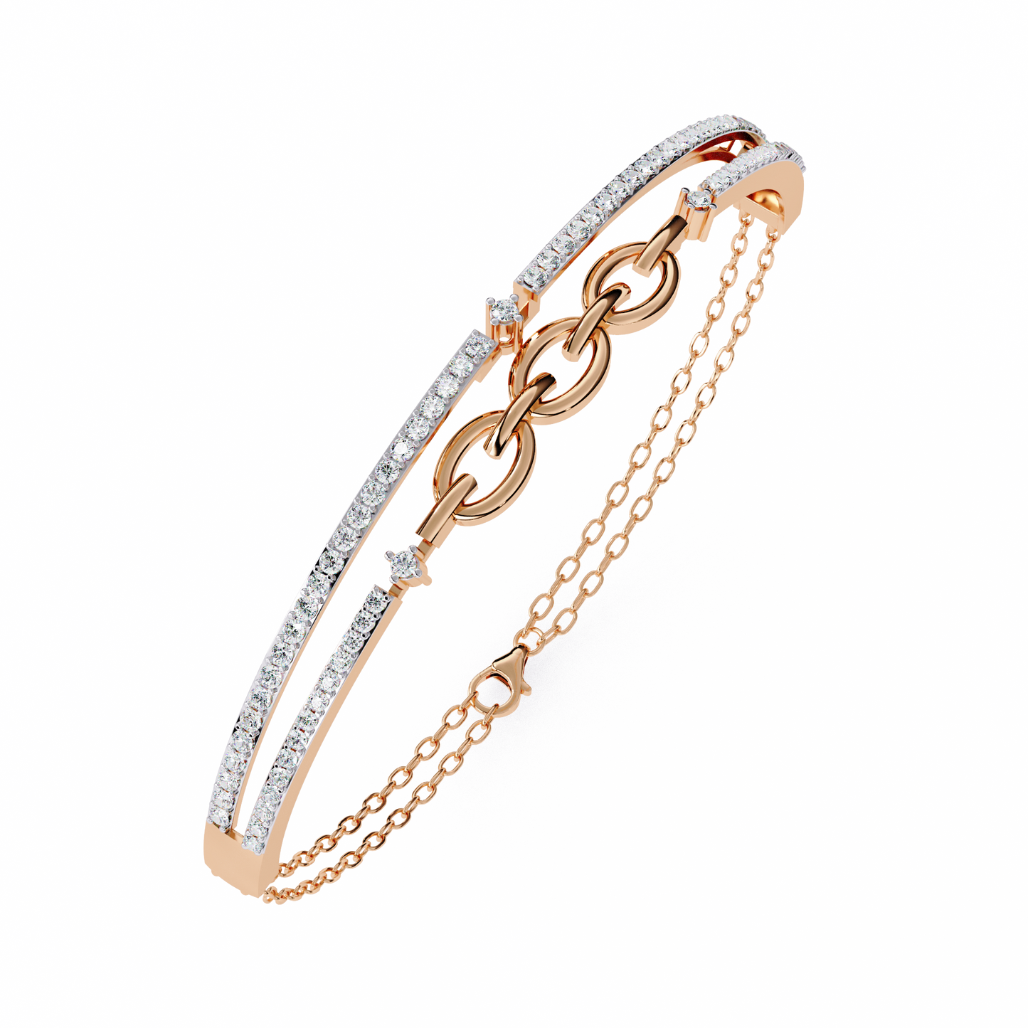 Round Cut Top Grade Lab Grown Diamond Unique Vintage Miniamlsit Dainty Perfect Party Wear Cuff Bracelet