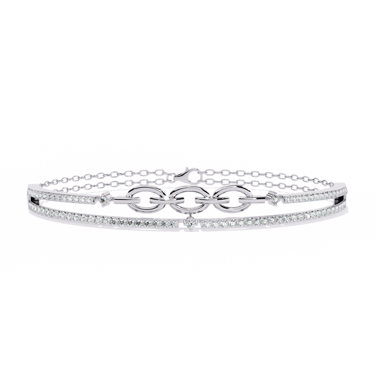 Round Cut Top Grade Lab Grown Diamond Unique Vintage Miniamlsit Dainty Perfect Party Wear Cuff Bracelet