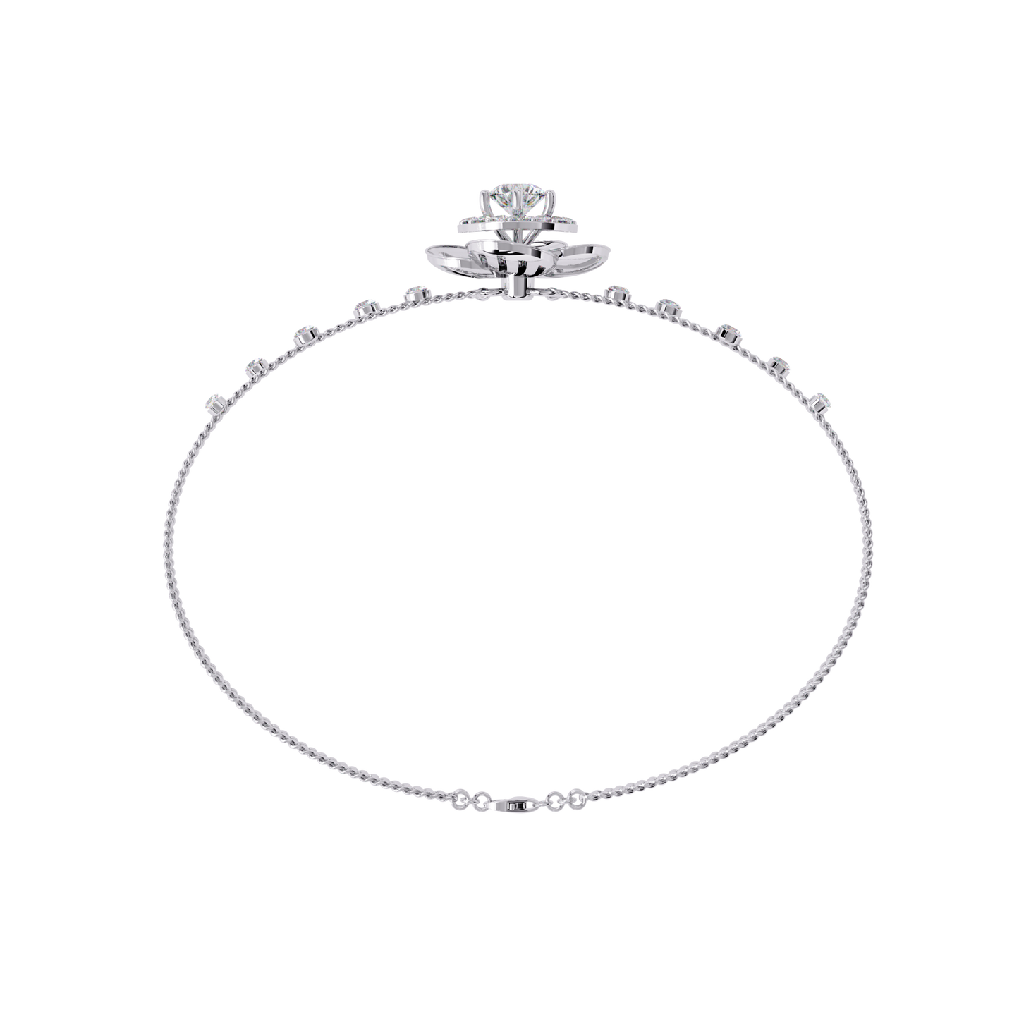 Round Cut Diamond Flower Shape Delicate Vintage Perfect Stunning Every Day Cuff Bracelet Gift For Het