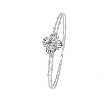 Round Cut Diamond Flower Shape Delicate Vintage Perfect Stunning Every Day Cuff Bracelet Gift For Het