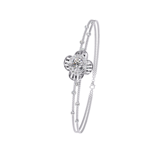 Round Cut Diamond Flower Shape Delicate Vintage Perfect Stunning Every Day Cuff Bracelet Gift For Het