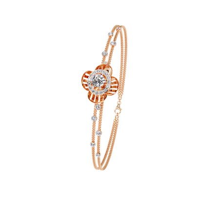 Round Cut Diamond Flower Shape Delicate Vintage Perfect Stunning Every Day Cuff Bracelet Gift For Het