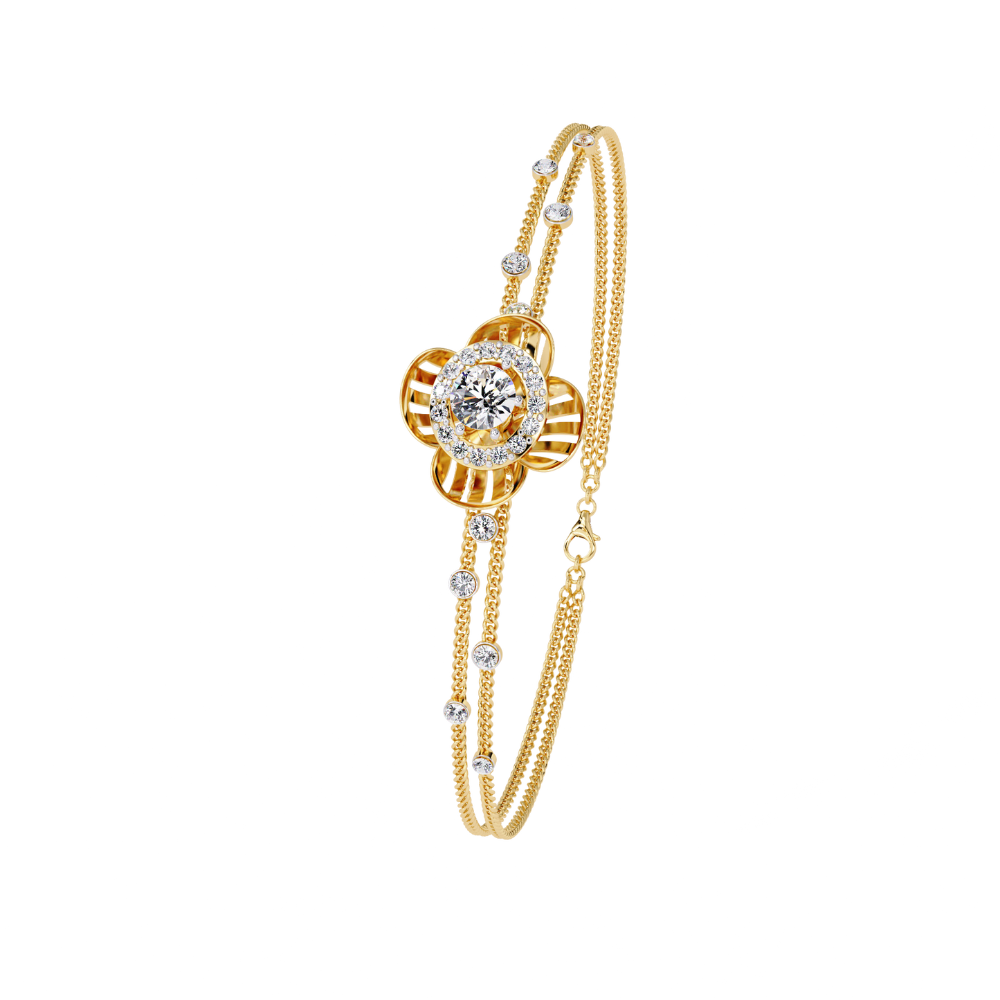 Round Cut Diamond Flower Shape Delicate Vintage Perfect Stunning Every Day Cuff Bracelet Gift For Het