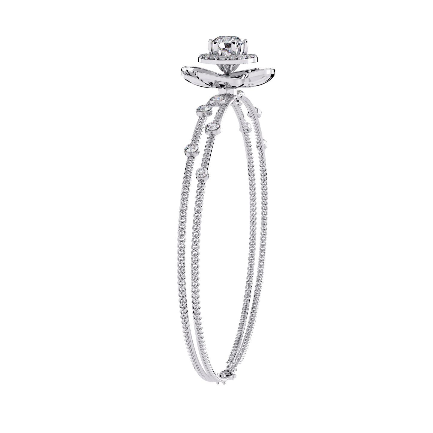 Round Cut Diamond Flower Shape Delicate Vintage Perfect Stunning Every Day Cuff Bracelet Gift For Het