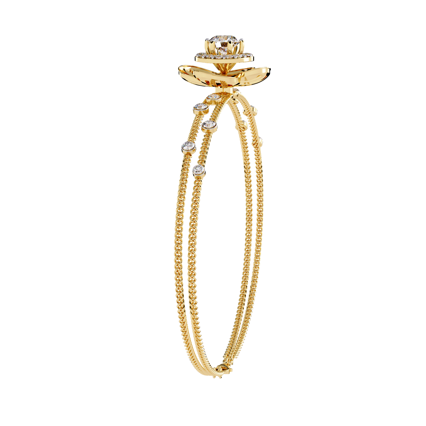 Round Cut Diamond Flower Shape Delicate Vintage Perfect Stunning Every Day Cuff Bracelet Gift For Het