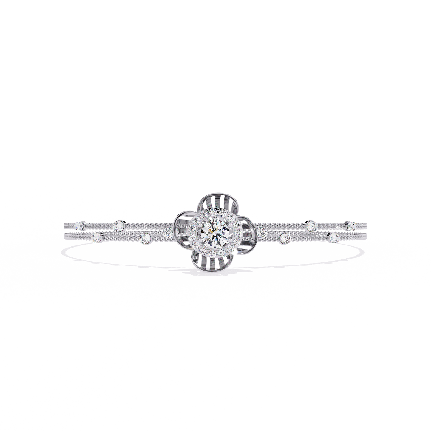 Round Cut Diamond Flower Shape Delicate Vintage Perfect Stunning Every Day Cuff Bracelet Gift For Het
