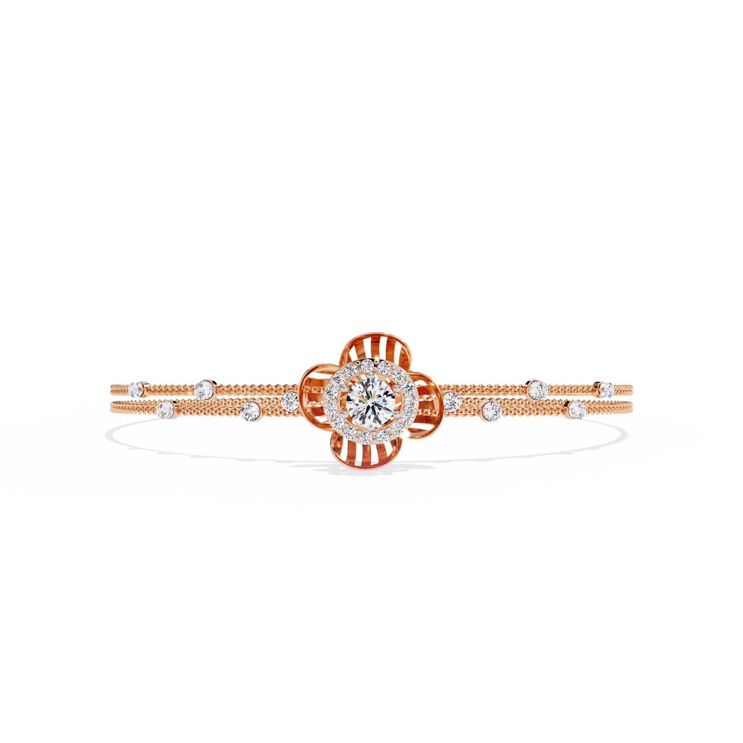 Round Cut Diamond Flower Shape Delicate Vintage Perfect Stunning Every Day Cuff Bracelet Gift For Het