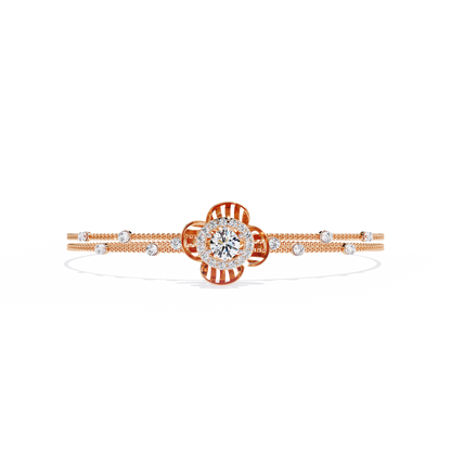 Round Cut Diamond Flower Shape Delicate Vintage Perfect Stunning Every Day Cuff Bracelet Gift For Het