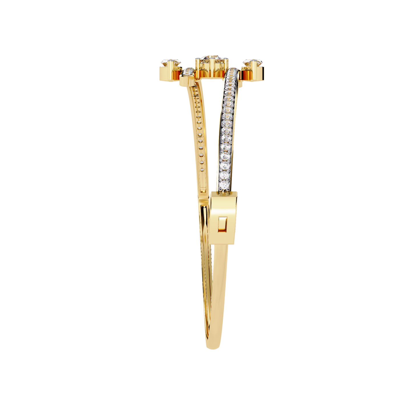 1.56Ct Marquise And Round Cut Lab Grown Diamond Unique Channel Set 14k Yellow Gold Daily Wear Bangle