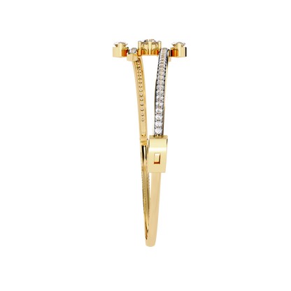 1.56Ct Marquise And Round Cut Lab Grown Diamond Unique Channel Set 14k Yellow Gold Daily Wear Bangle