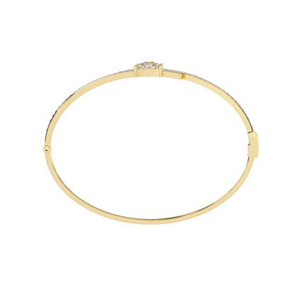 1.56Ct Marquise And Round Cut Lab Grown Diamond Unique Channel Set 14k Yellow Gold Daily Wear Bangle