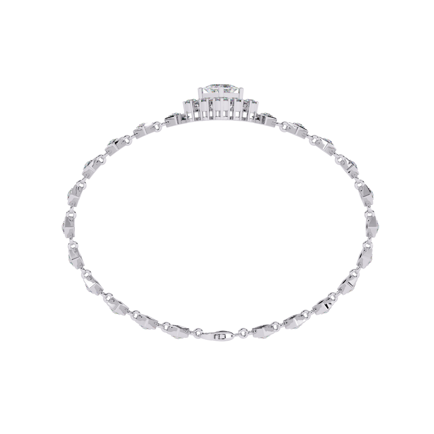 1.70Ct Princess And Round Cut Top Grade Diamond Halo Style Dainty Elegant Handcrafted Tennis Bracelet For Her