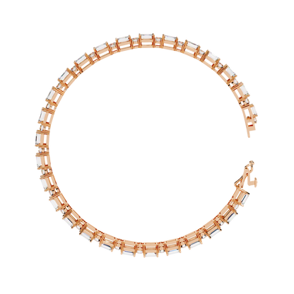 5.10Ct Emerald And Round Cut Diamond Elegant Minimalist Vintage Handmade Dainty Tennis Wedding Bracelet Gift For Women's