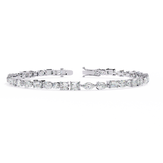 5.74Ct Multi Shape Lab Grown Daimond Unique Perfect Dainty Handcrafted Statement Tennis Bracelet Annivrasry Gift For Her