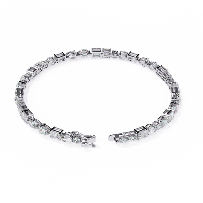 5.74Ct Multi Shape Lab Grown Daimond Unique Perfect Dainty Handcrafted Statement Tennis Bracelet Annivrasry Gift For Her