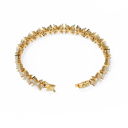 6.25Ct Marquise And Round Cut Diamond Antique Delicate  Vintage 14k Solid Rose Gold Stacking Wedding Tennis Bracelet Gift For Her