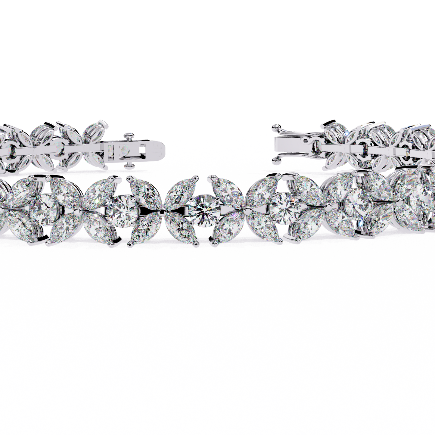 6.25Ct Marquise And Round Cut Diamond Antique Delicate  Vintage 14k Solid Rose Gold Stacking Wedding Tennis Bracelet Gift For Her