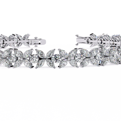 6.25Ct Marquise And Round Cut Diamond Antique Delicate  Vintage 14k Solid Rose Gold Stacking Wedding Tennis Bracelet Gift For Her