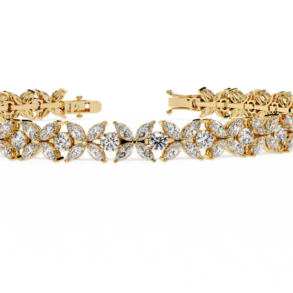 6.25Ct Marquise And Round Cut Diamond Antique Delicate  Vintage 14k Solid Rose Gold Stacking Wedding Tennis Bracelet Gift For Her