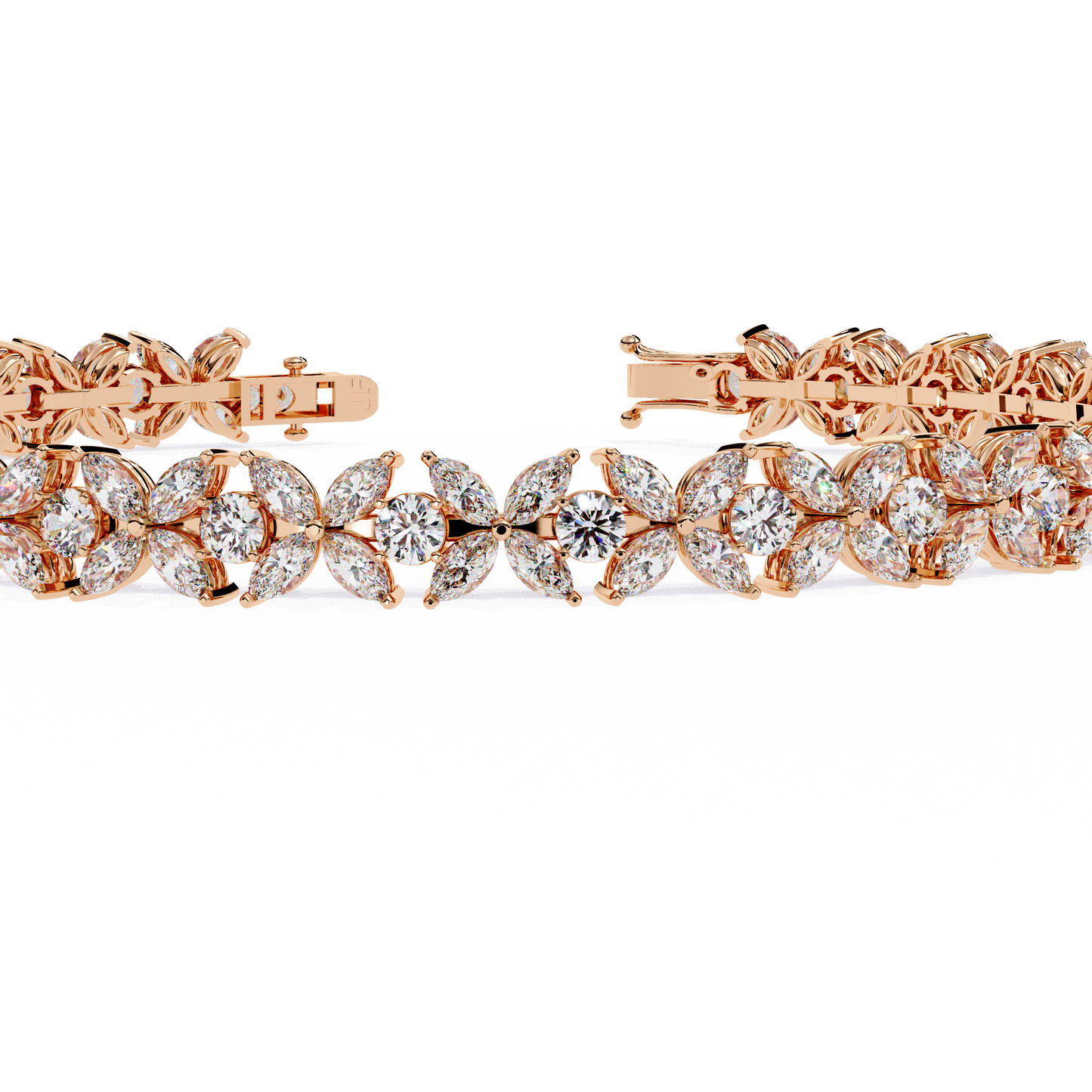 6.25Ct Marquise And Round Cut Diamond Antique Delicate  Vintage 14k Solid Rose Gold Stacking Wedding Tennis Bracelet Gift For Her