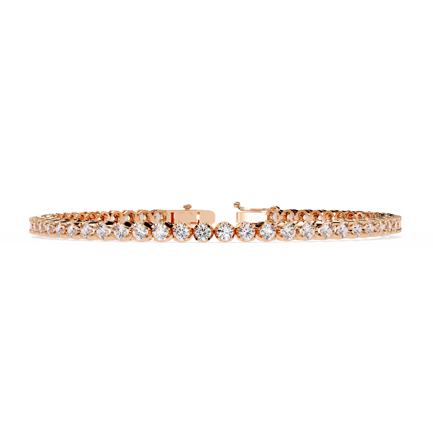 2.62Ct Round Cut Top Grade Diamond Unique Bezel Set Simple Delicate Cluster Tennis Bracelet Gift For Her