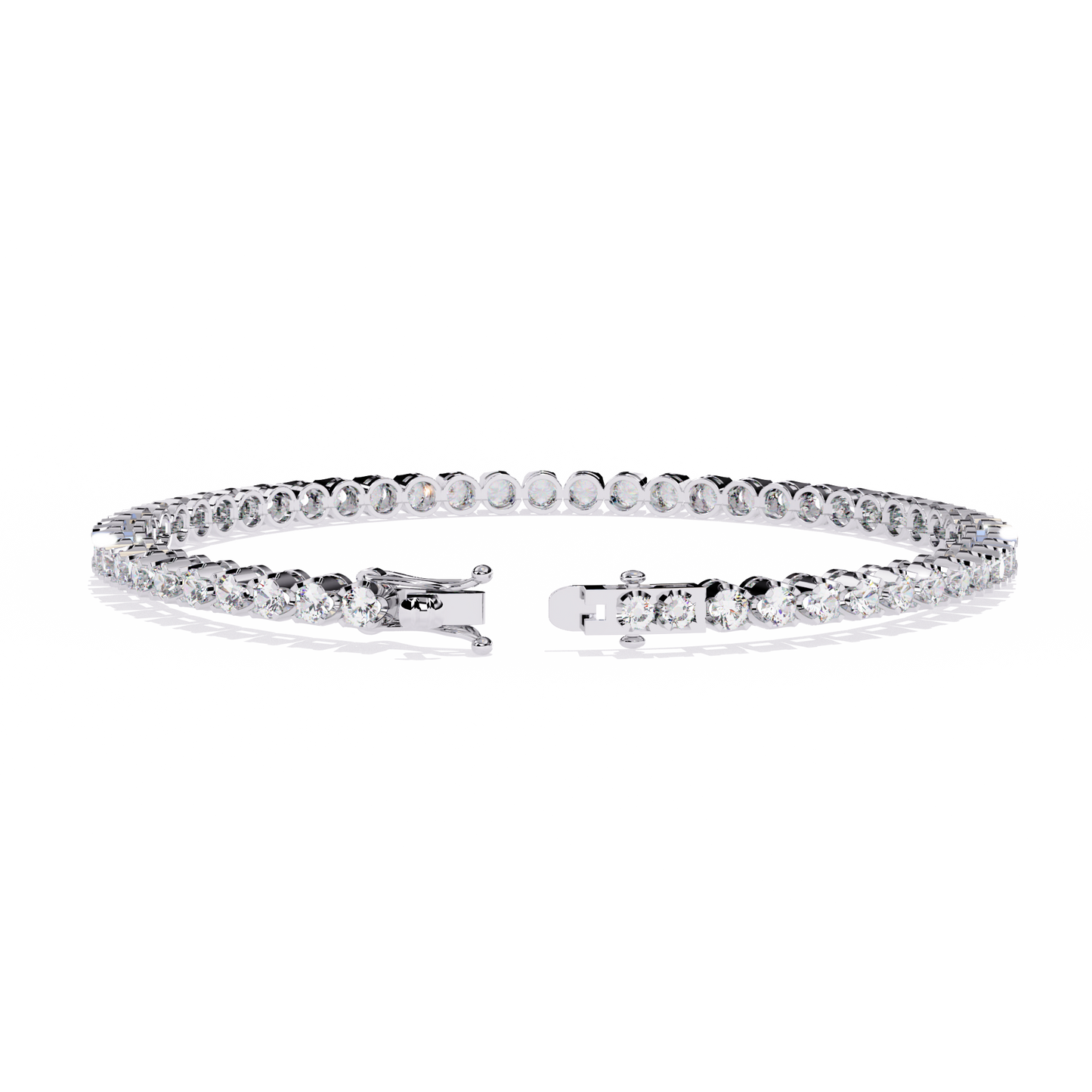 2.62Ct Round Cut Top Grade Diamond Unique Bezel Set Simple Delicate Cluster Tennis Bracelet Gift For Her