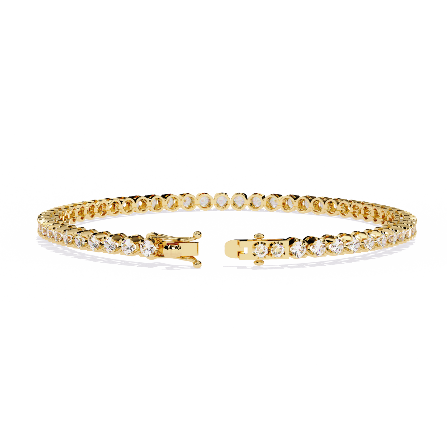 2.62Ct Round Cut Top Grade Diamond Unique Bezel Set Simple Delicate Cluster Tennis Bracelet Gift For Her