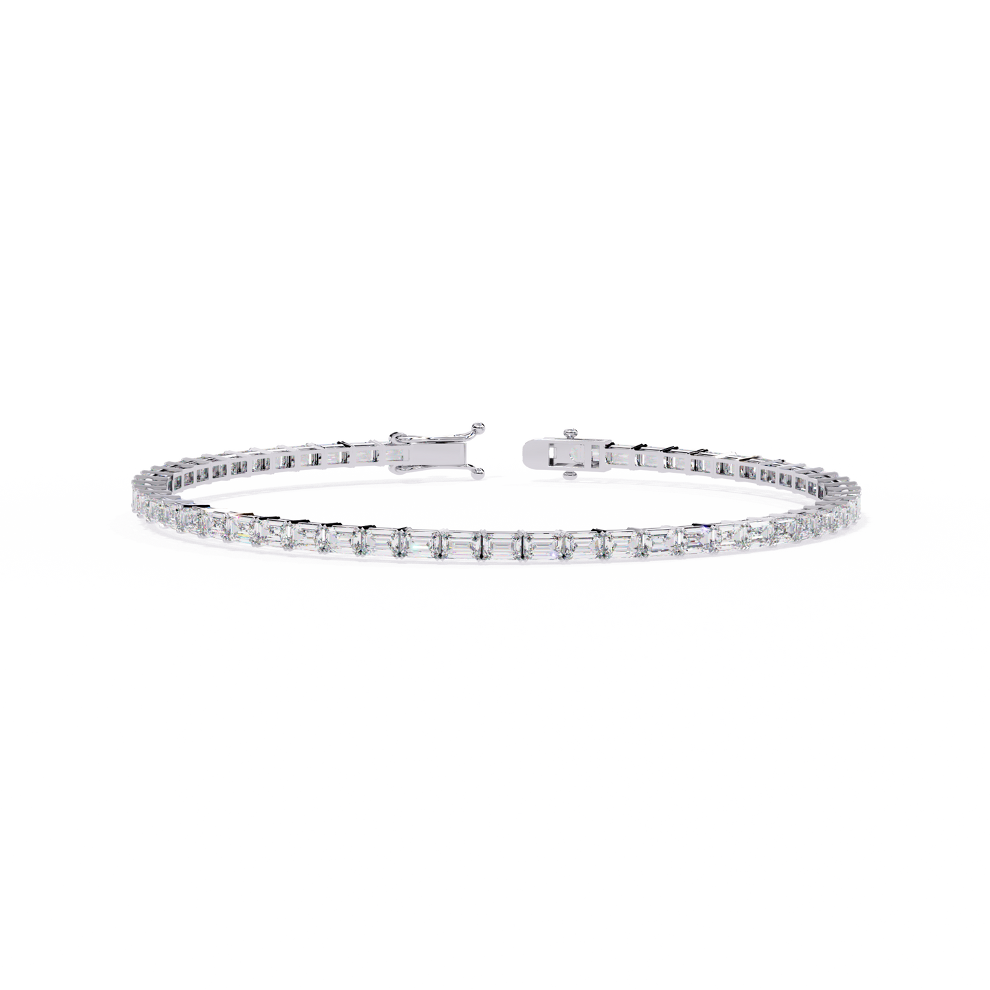 3.53Ct Emerald Cut Top Grade Lab Grown Diamond Unique Art Deco Dainty Engagement Tennis Bracelet Gift For Her