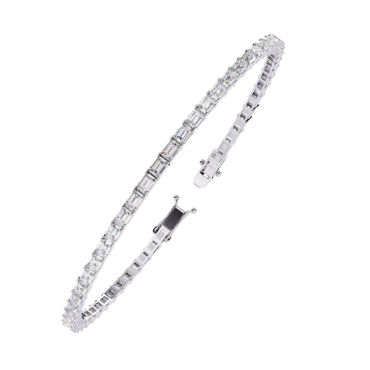 3.53Ct Emerald Cut Top Grade Lab Grown Diamond Unique Art Deco Dainty Engagement Tennis Bracelet Gift For Her