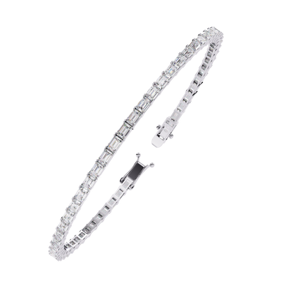 3.53Ct Emerald Cut Top Grade Lab Grown Diamond Unique Art Deco Dainty Engagement Tennis Bracelet Gift For Her