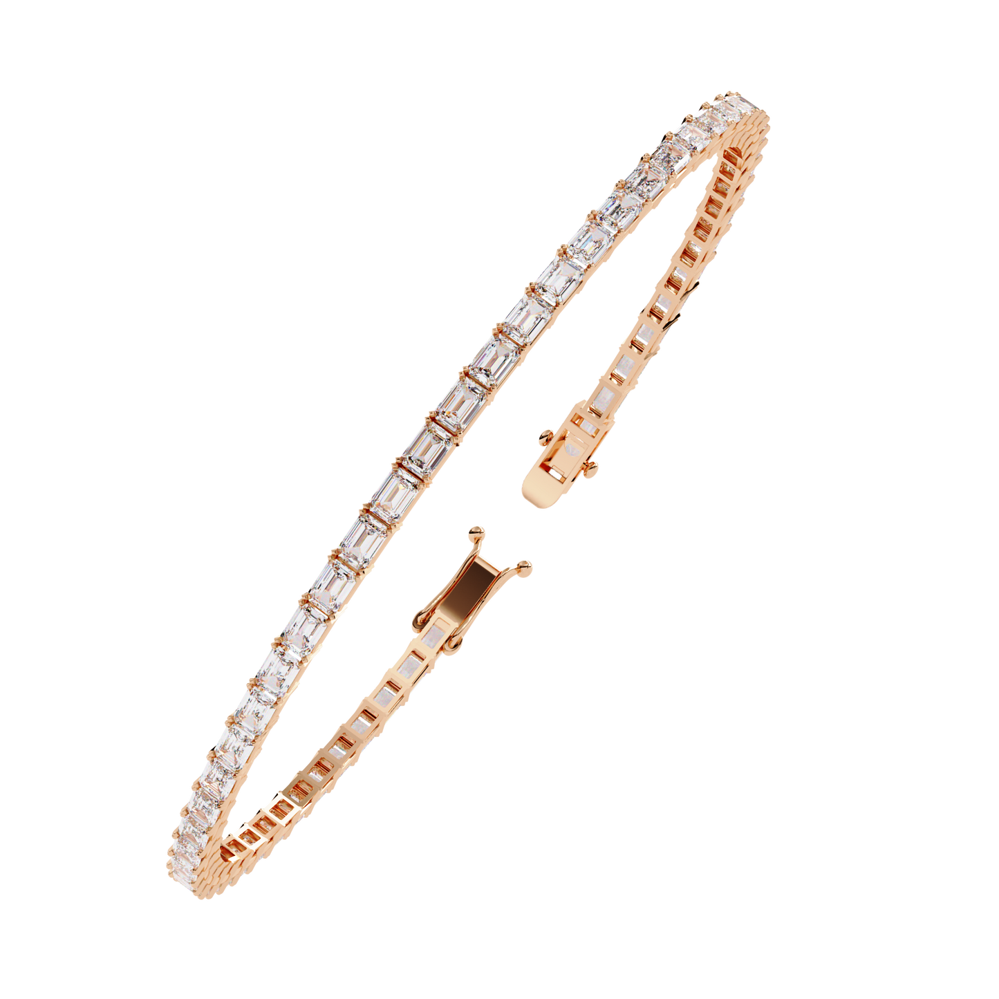 3.53Ct Emerald Cut Top Grade Lab Grown Diamond Unique Art Deco Dainty Engagement Tennis Bracelet Gift For Her