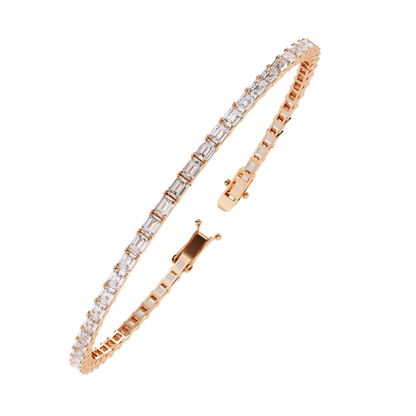 3.53Ct Emerald Cut Top Grade Lab Grown Diamond Unique Art Deco Dainty Engagement Tennis Bracelet Gift For Her