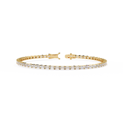 3.53Ct Emerald Cut Top Grade Lab Grown Diamond Unique Art Deco Dainty Engagement Tennis Bracelet Gift For Her