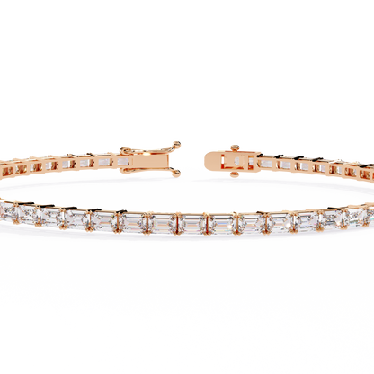 3.53Ct Emerald Cut Top Grade Lab Grown Diamond Unique Art Deco Dainty Engagement Tennis Bracelet Gift For Her