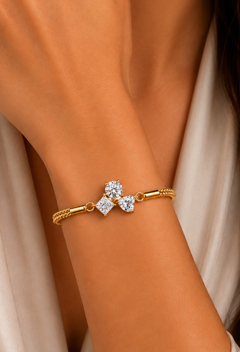 Trio Lab Grown Diamond Shape Adjustable Bracelet
