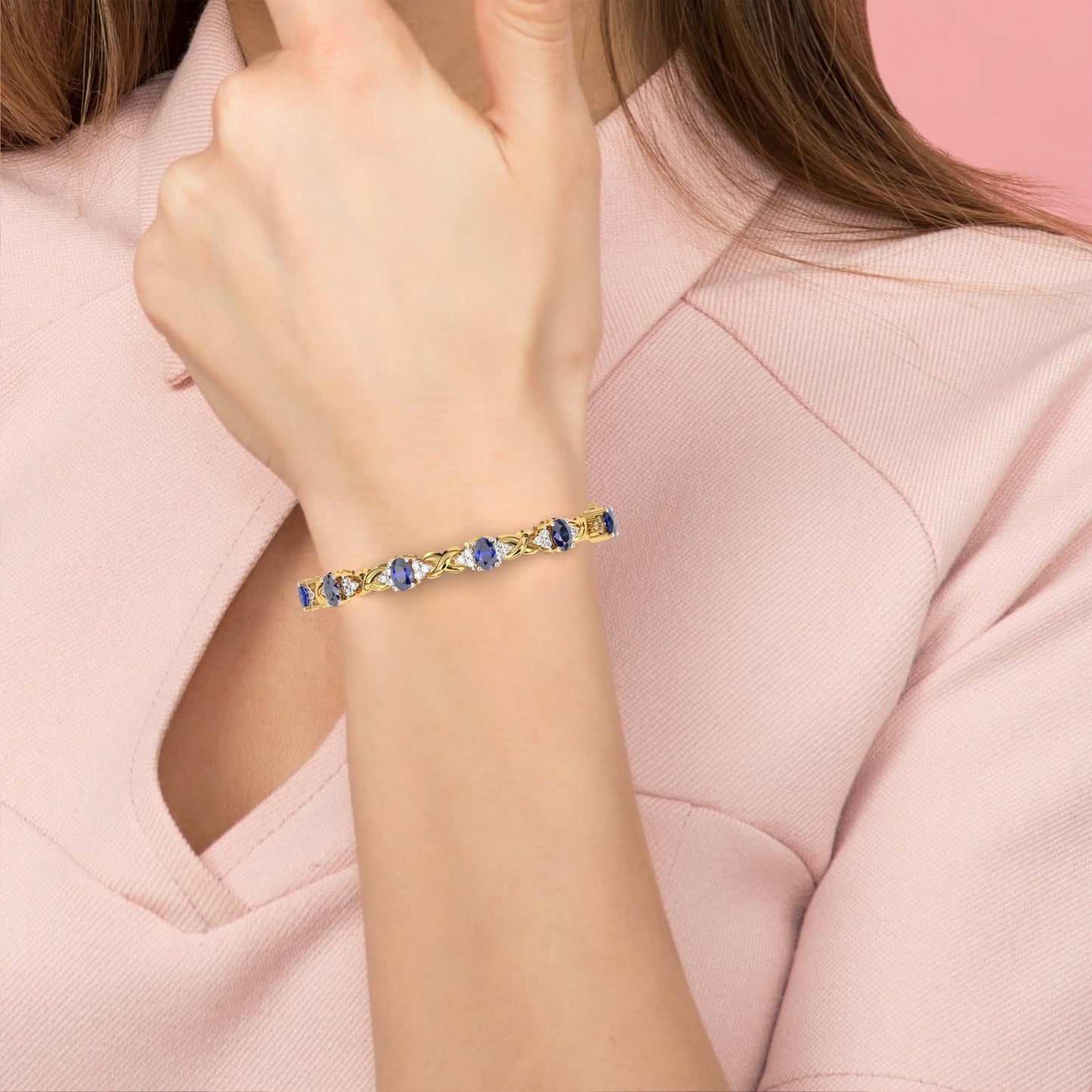 4.72Ct Oval And Round Cut Blue Fancy Diamond Minimalist Sapphire Wedding Bracelet Gift For Women's