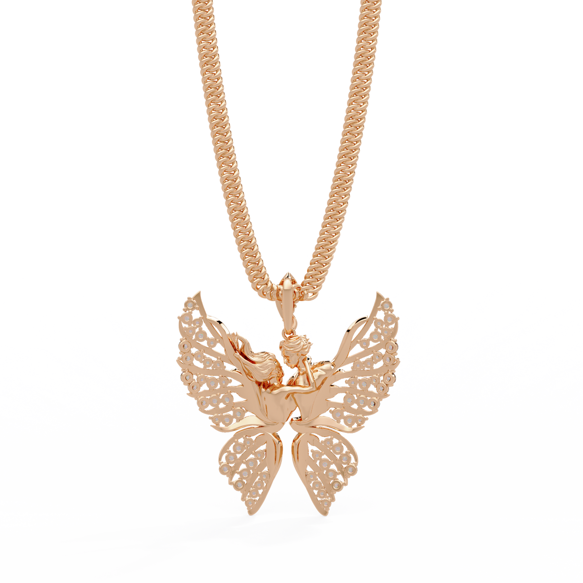 Butterfly Fairy Silhouette Lab Grown Diamond Pendant - HIGHCARAT DIAMONDS
