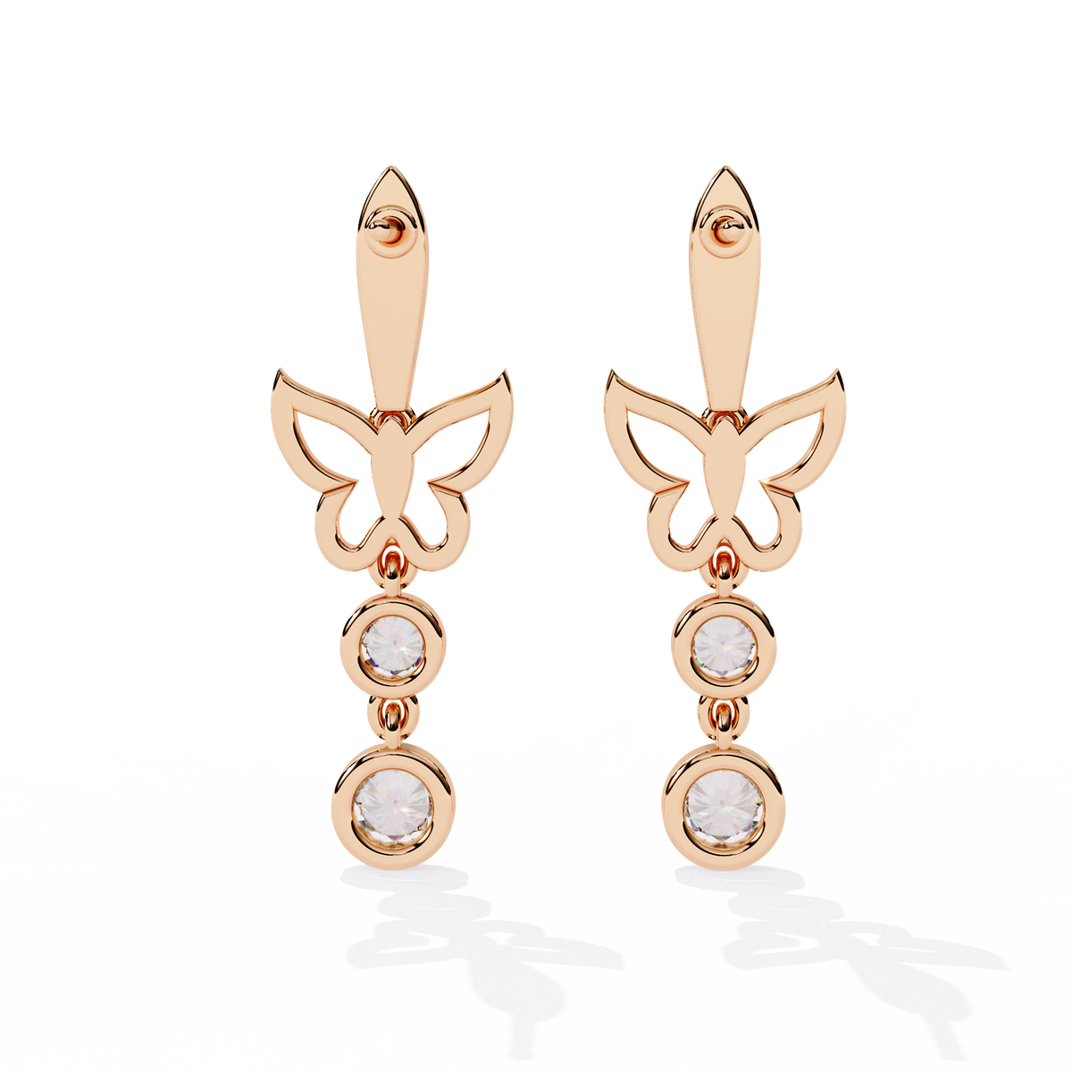 Vintage Round Cut Lab Grown & Natural Diamond Unique Butterfly Shape Cluster Certified Drop Earring Special Occasion - HIGHCARAT DIAMONDS