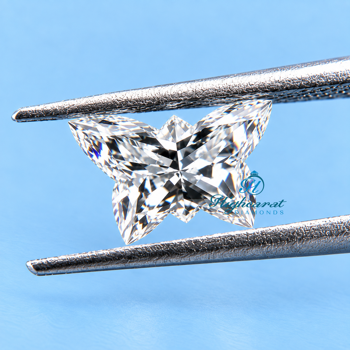 Close-up of unique butterfly shape diamond