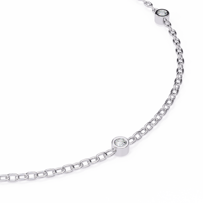 Round Cut White Colorless Diamond Unique Dainty Bezel Set Statement Daily Wear Charm Bracelets