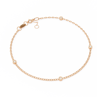 Round Cut White Colorless Diamond Unique Dainty Bezel Set Statement Daily Wear Charm Bracelets