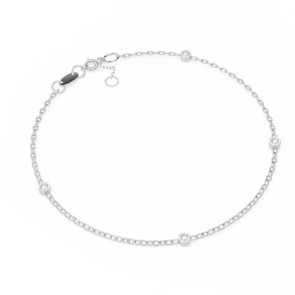 Round Cut White Colorless Diamond Unique Dainty Bezel Set Statement Daily Wear Charm Bracelets