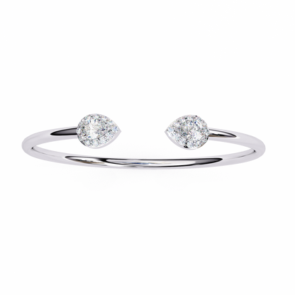1.17Ct Pear And Round Cut High Quality Diamond Dainty Halo Style Open Party Wear Bangle For Her