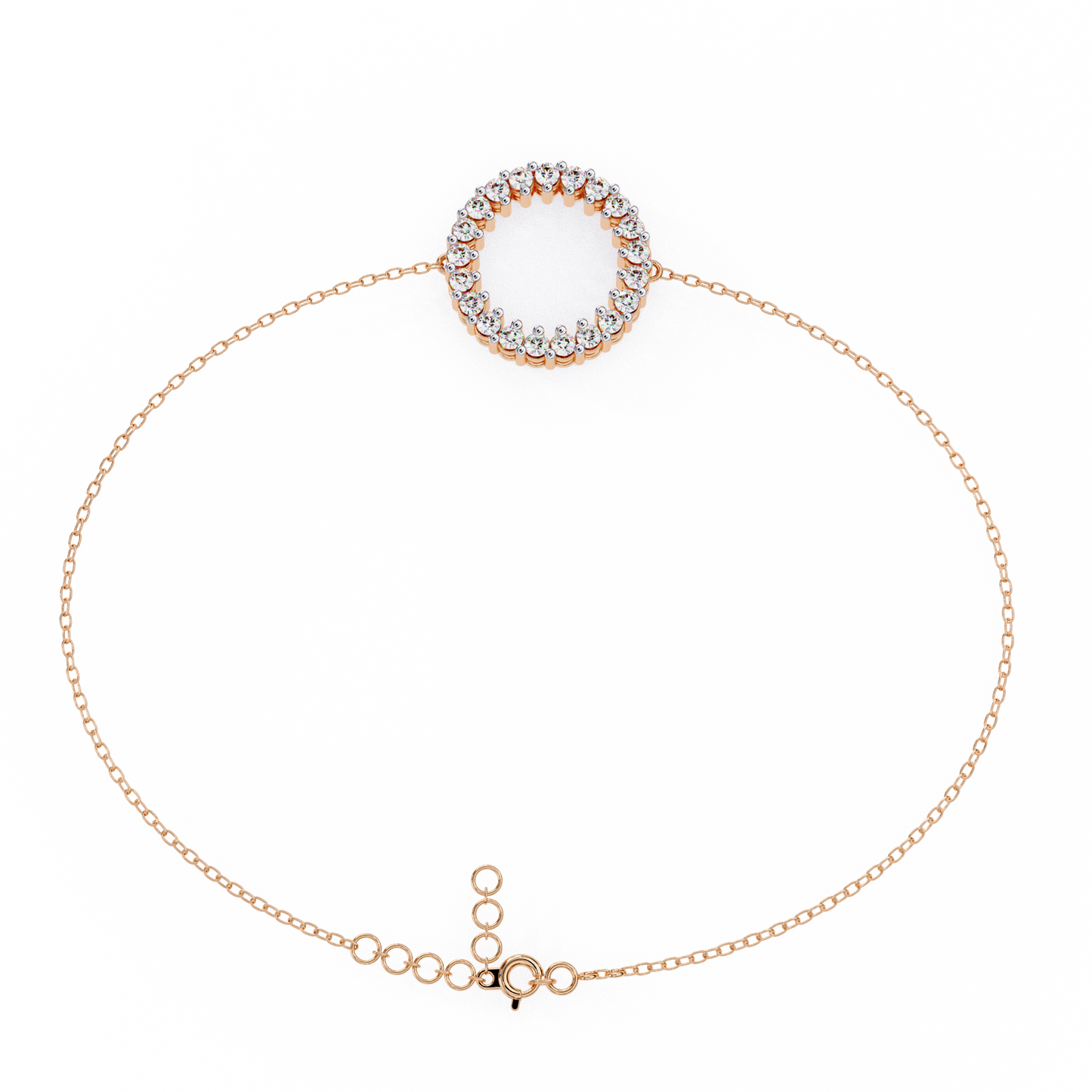 Round Cut Top Grade Diamond Circle Shape Prong Set Handmade Sparkling Dainty Charm Bracelet