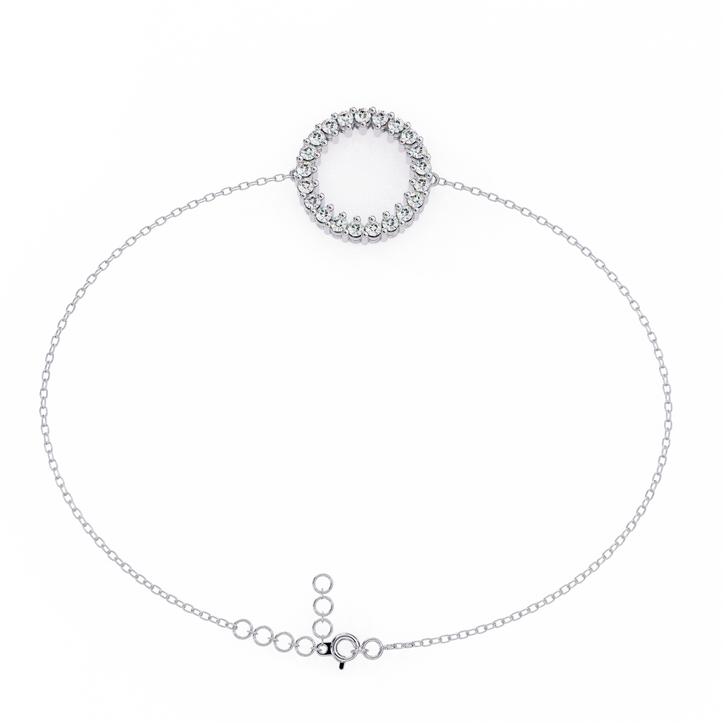 Round Cut Top Grade Diamond Circle Shape Prong Set Handmade Sparkling Dainty Charm Bracelet