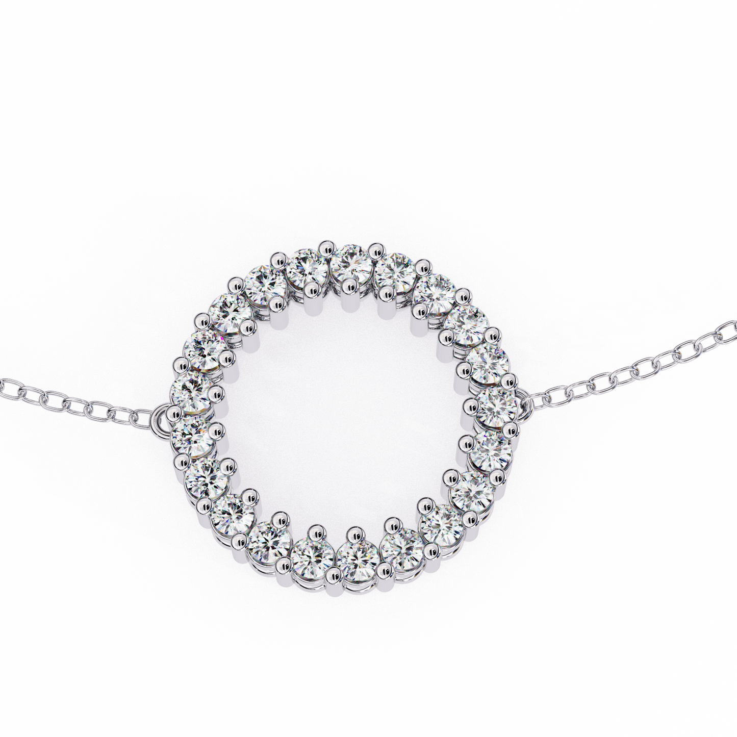 Round Cut Top Grade Diamond Circle Shape Prong Set Handmade Sparkling Dainty Charm Bracelet