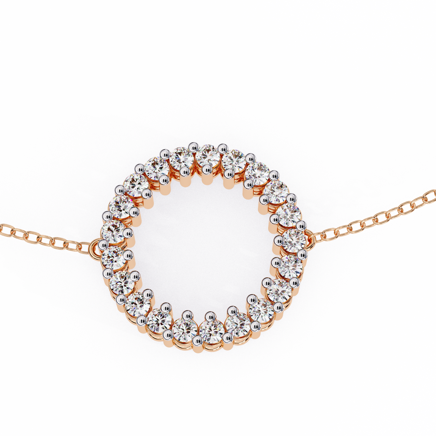 Round Cut Top Grade Diamond Circle Shape Prong Set Handmade Sparkling Dainty Charm Bracelet