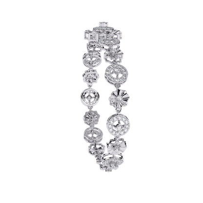 1.29Ct Round Cut Natural Diamond Halo Style Antique Stunning Perfect Line Bracelet Gift For Her