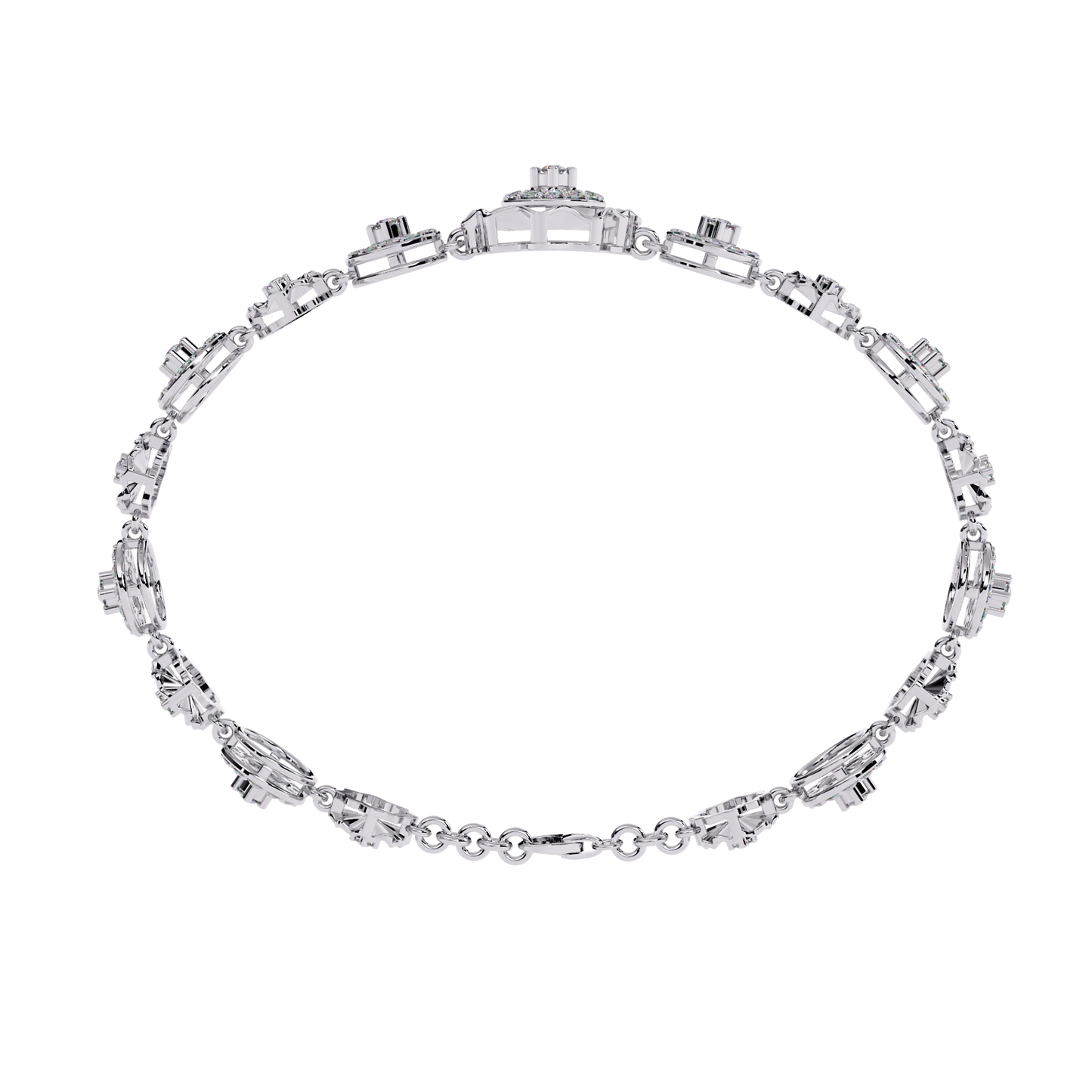 1.29Ct Round Cut Natural Diamond Halo Style Antique Stunning Perfect Line Bracelet Gift For Her